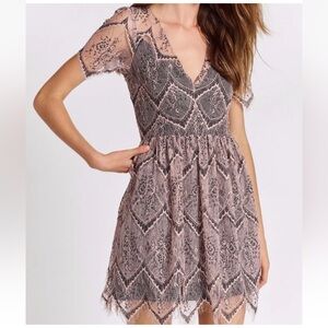 Free People Dusty Pink Lace Mini Dress
